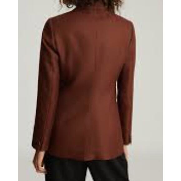 Reiss Finley Double Breasted Textured Twill Rust Brown Blazer Womens Office Work - Picture 8 of 15